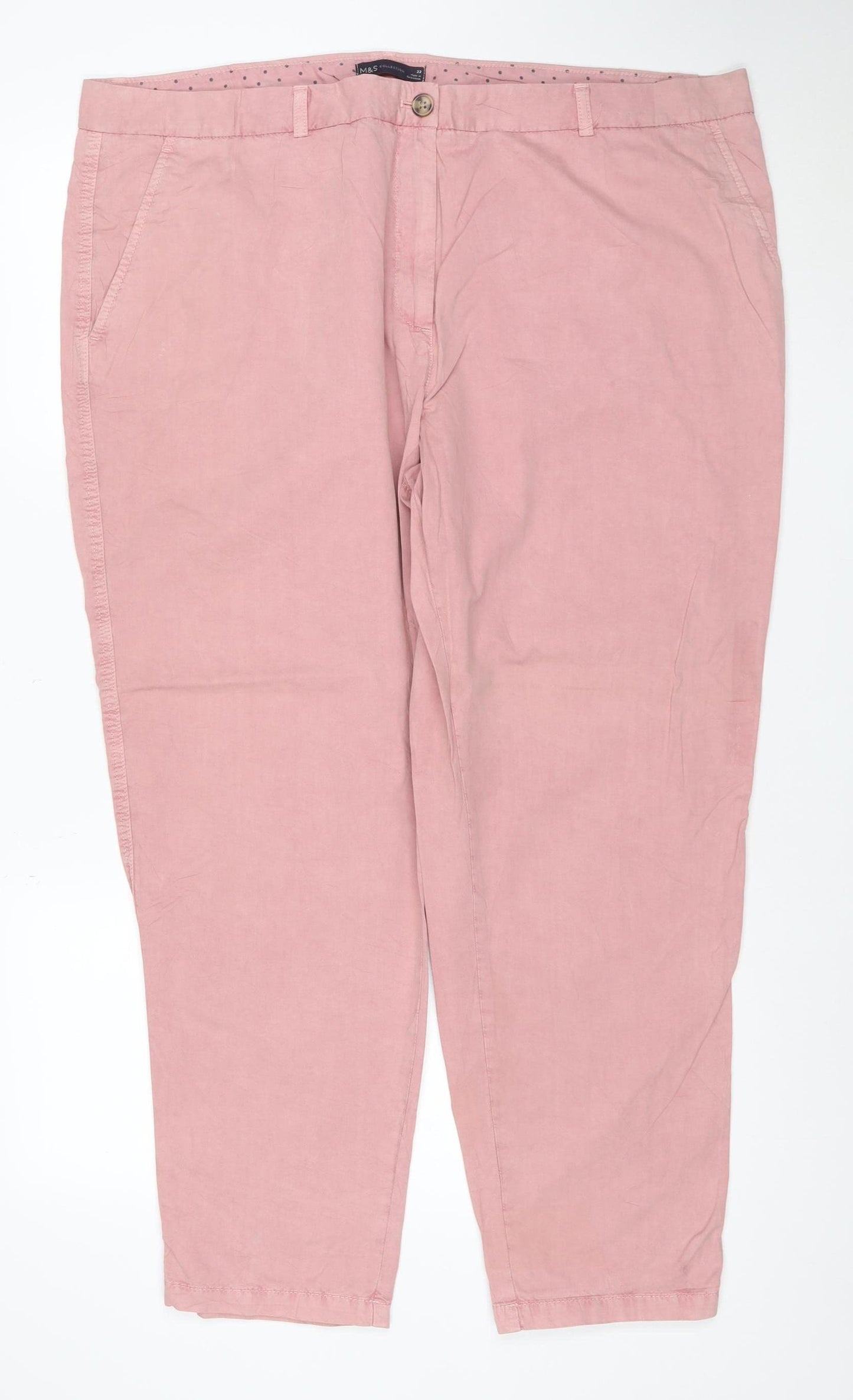 Marks and Spencer Women Pink Straight Cotton Jeans Size 22