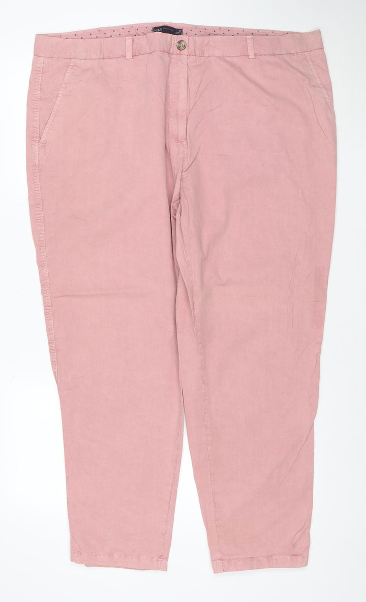 Marks and Spencer Women Pink Straight Cotton Jeans Size 22