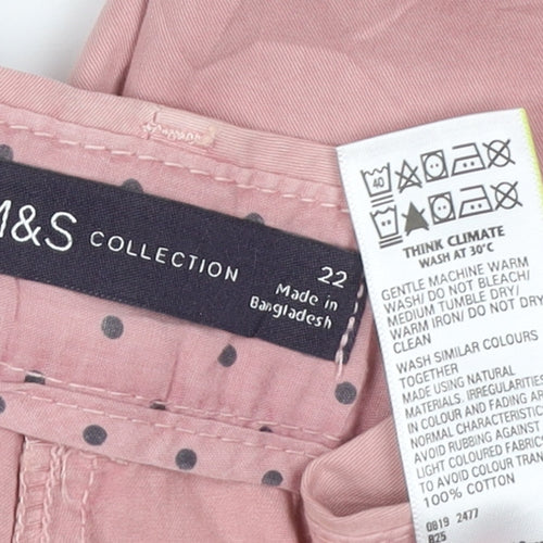 Marks and Spencer Women Pink Straight Cotton Jeans Size 22
