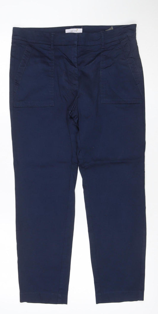 Marks and Spencer Womens Blue Chino Trousers Size 12 Regular Fit