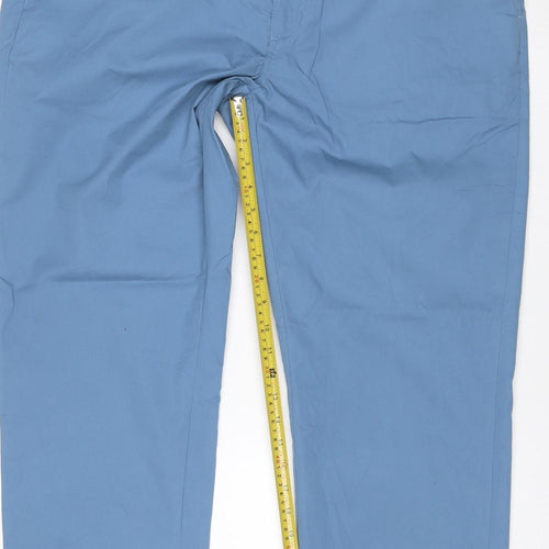 Marks and Spencer Blue Harbour Men's Blue Chino Trousers 40x31 Regular Fit
