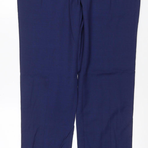 Marks and Spencer Men's Blue Wool Blend Tailored Dress Trousers 34W 33L