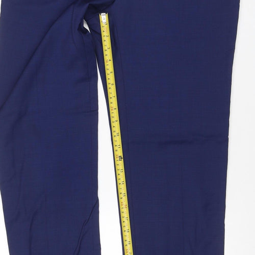 Marks and Spencer Men's Blue Wool Blend Tailored Dress Trousers 34W 33L
