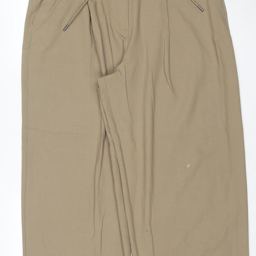 Marks and Spencer Women Beige Size 18 Regular Wide-Leg Trousers