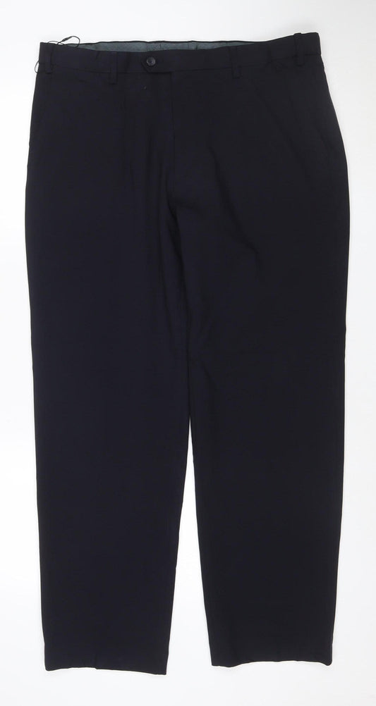 Marks and Spencer Men's Black Regular Fit 38x31 Dress Trousers