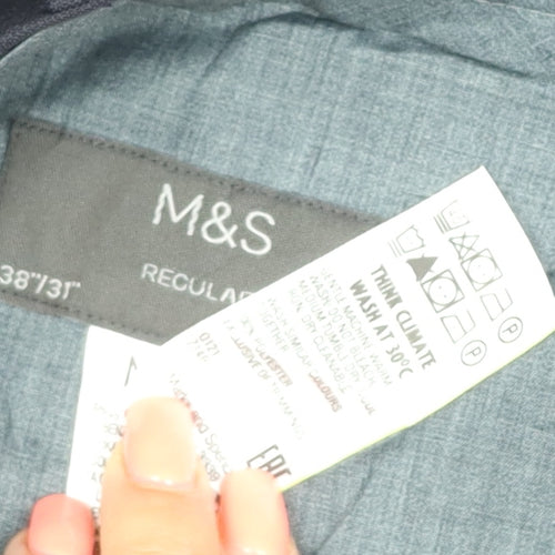 Marks and Spencer Men's Black Regular Fit 38x31 Dress Trousers