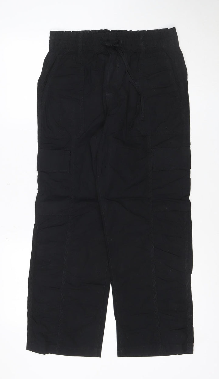 Marks and Spencer Womens Black Size 10 Short Cargo Trousers 100% Cotton