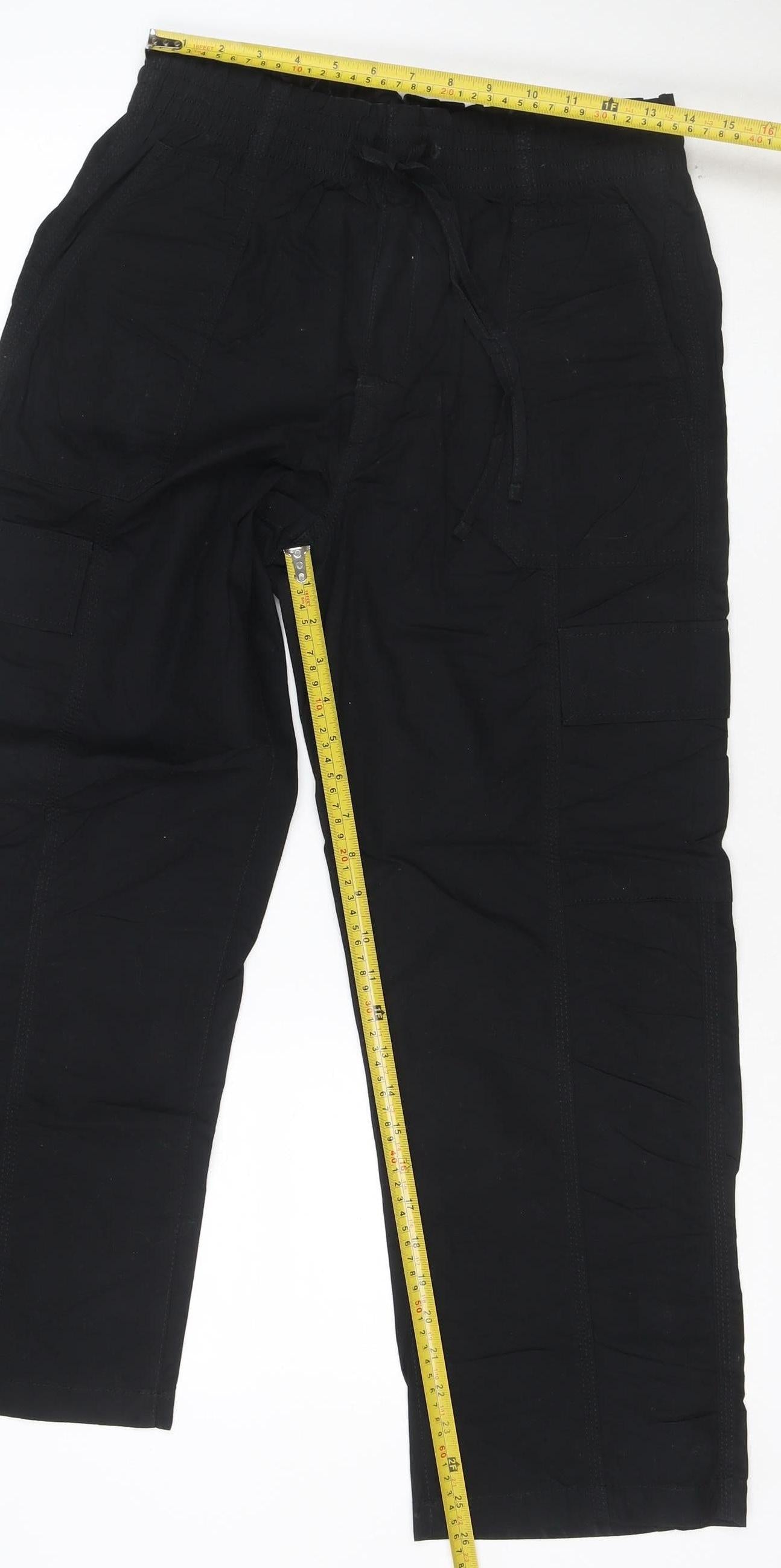 Marks and Spencer Womens Black Size 10 Short Cargo Trousers 100% Cotton