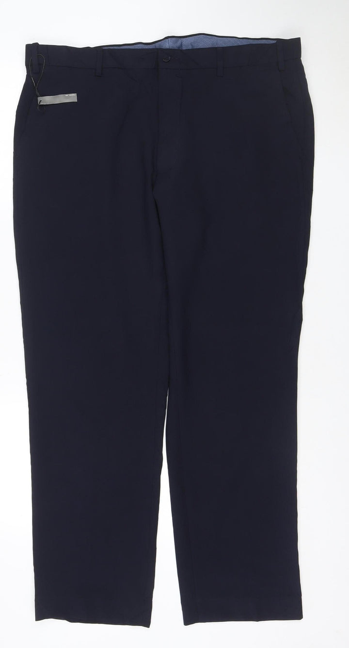 Marks and Spencer Mens Navy Regular Fit Dress Trousers 40W 31L