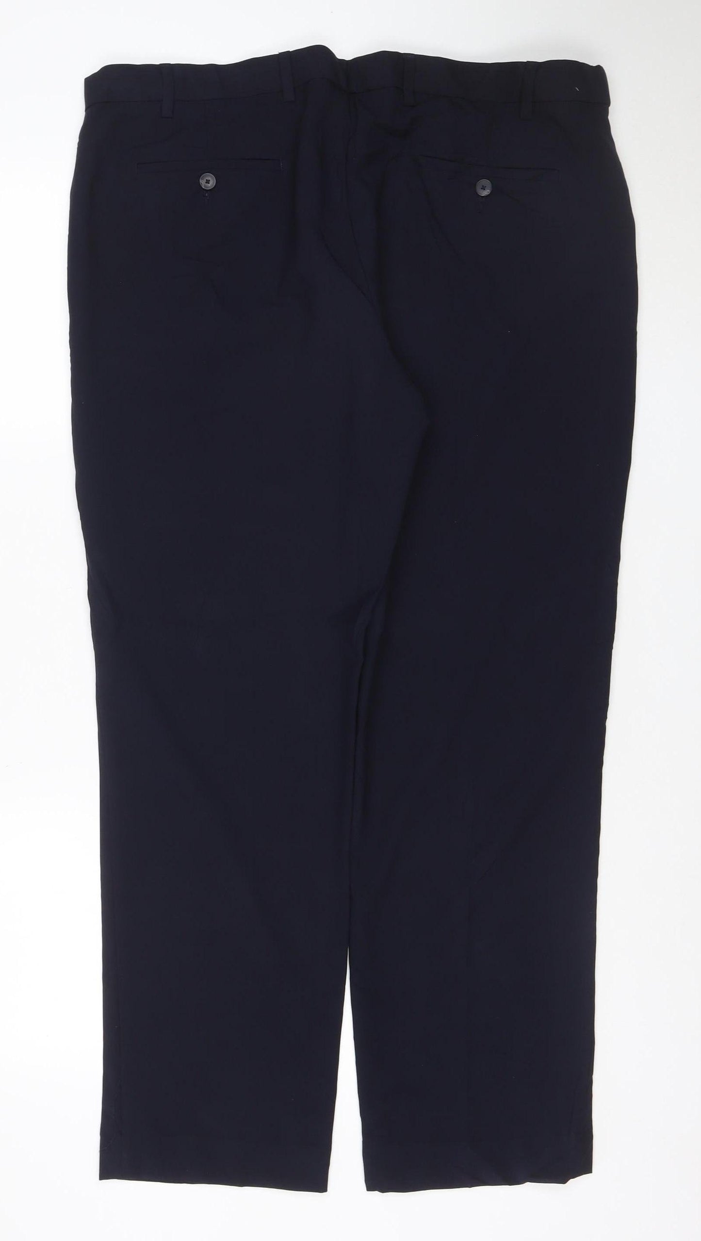 Marks and Spencer Mens Navy Regular Fit Dress Trousers 40W 31L