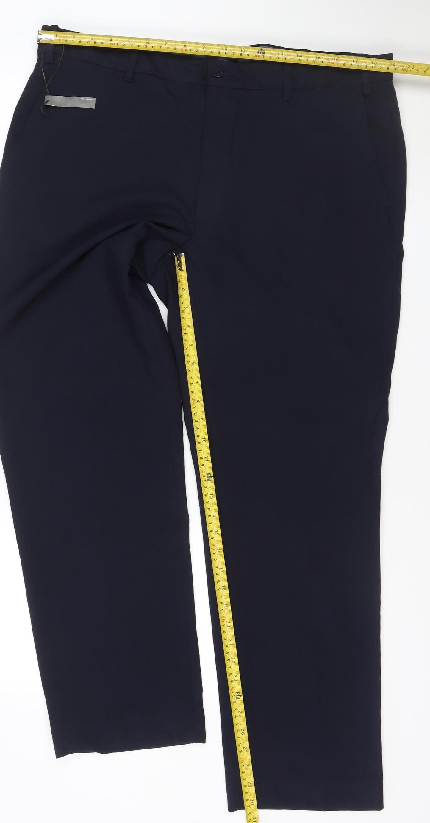 Marks and Spencer Mens Navy Regular Fit Dress Trousers 40W 31L