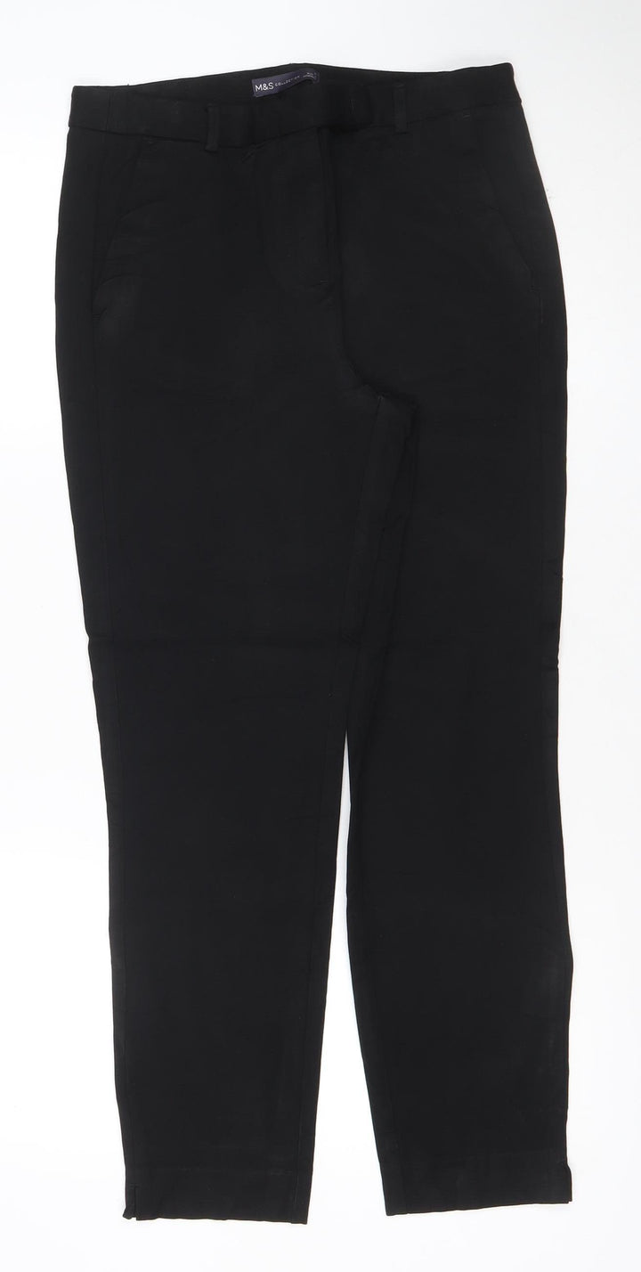 Marks and Spencer Womens Black Stretch Straight Trousers Size 12