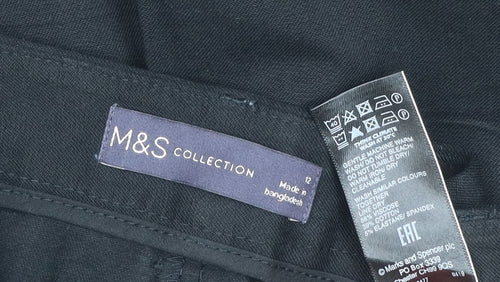 Marks and Spencer Womens Black Stretch Straight Trousers Size 12