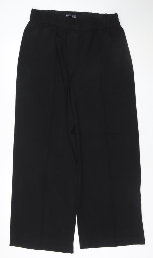 Marks and Spencer Womens Black Size 14 Wide-Leg Trousers