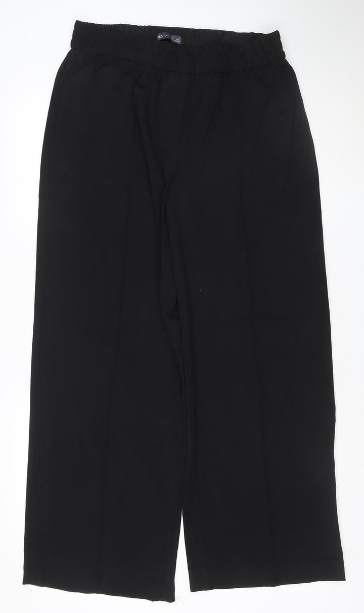 Marks and Spencer Womens Black Size 14 Wide-Leg Trousers