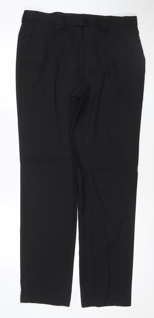 Marks and Spencer Men's Black Slim Fit Dress Trousers 34x33