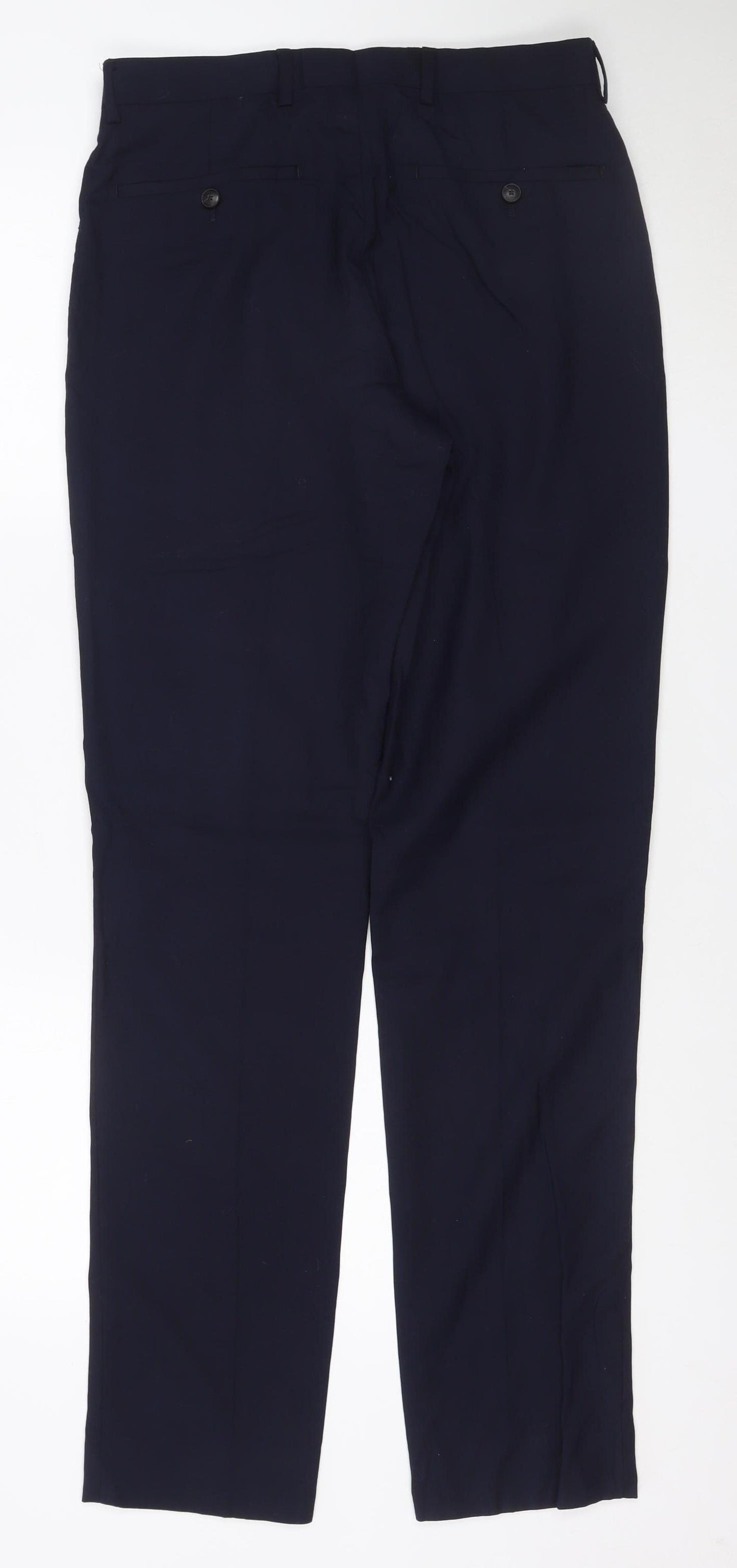Marks and Spencer Men's Blue Slim Fit Wool Dress Trousers 30/33