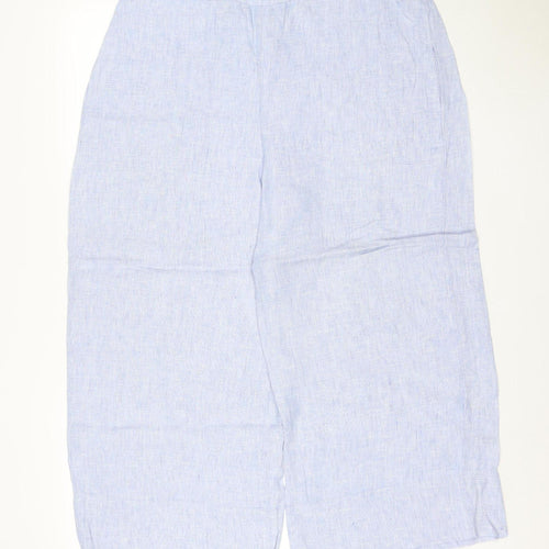 The White Company Women's Blue Linen Wide-Leg Trousers Size 16