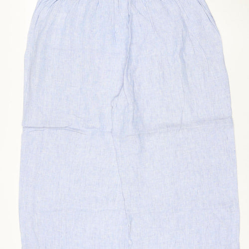 The White Company Women's Blue Linen Wide-Leg Trousers Size 16