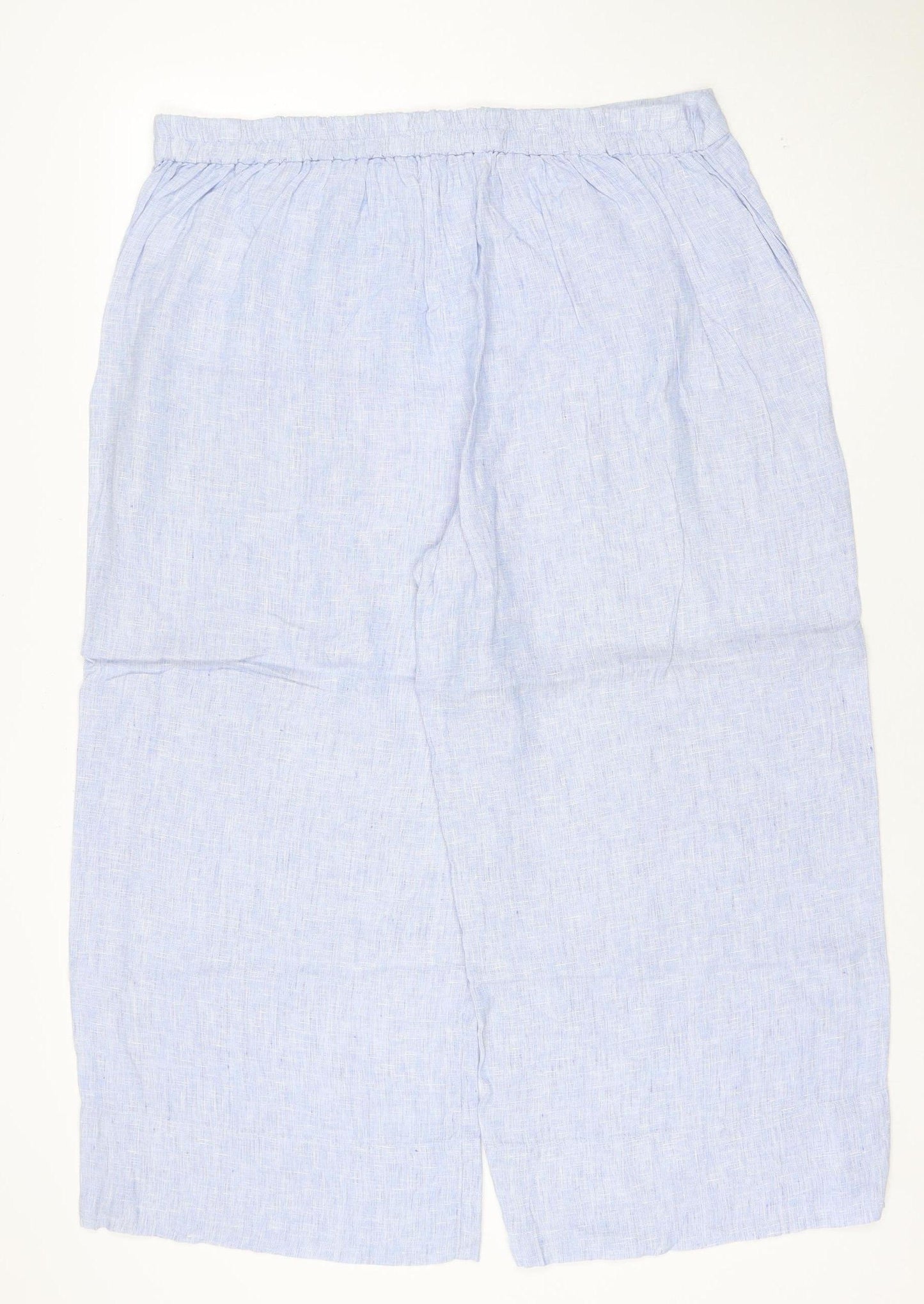 The White Company Women's Blue Linen Wide-Leg Trousers Size 16