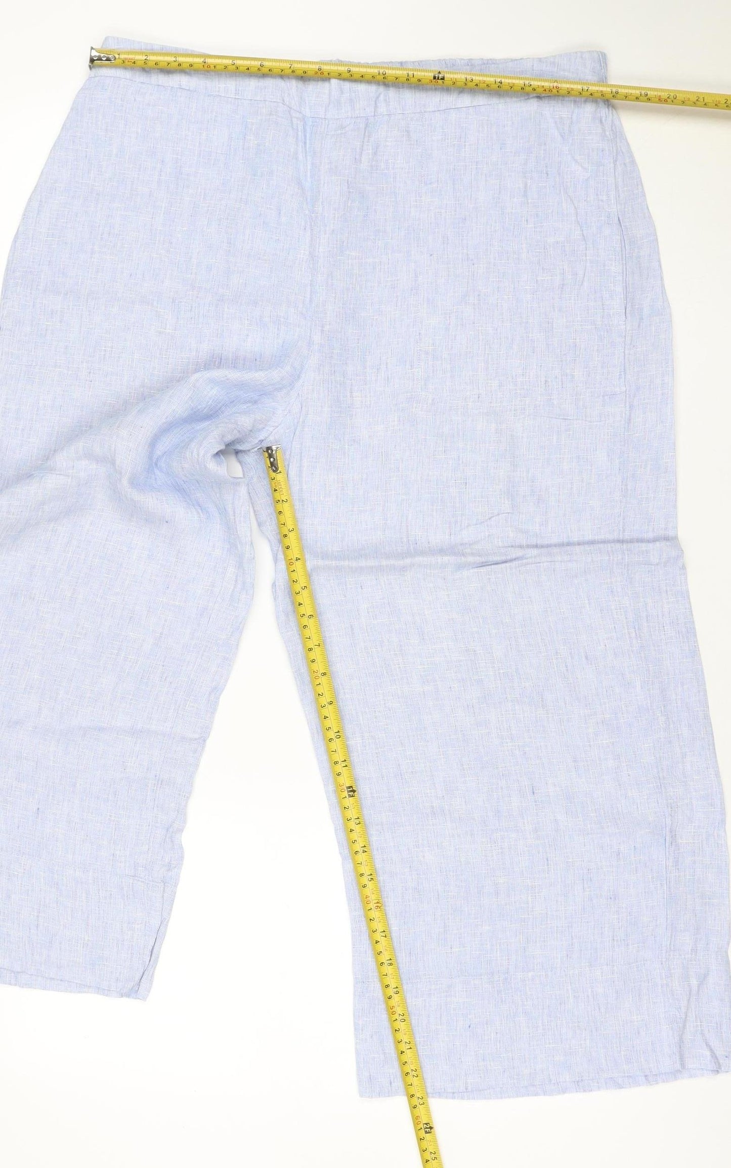The White Company Women's Blue Linen Wide-Leg Trousers Size 16