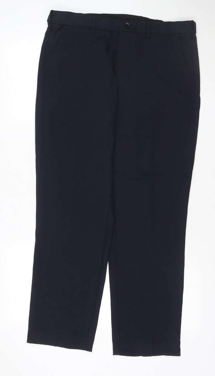 Marks and Spencer Men's Black 34S Regular Fit Dress Trousers