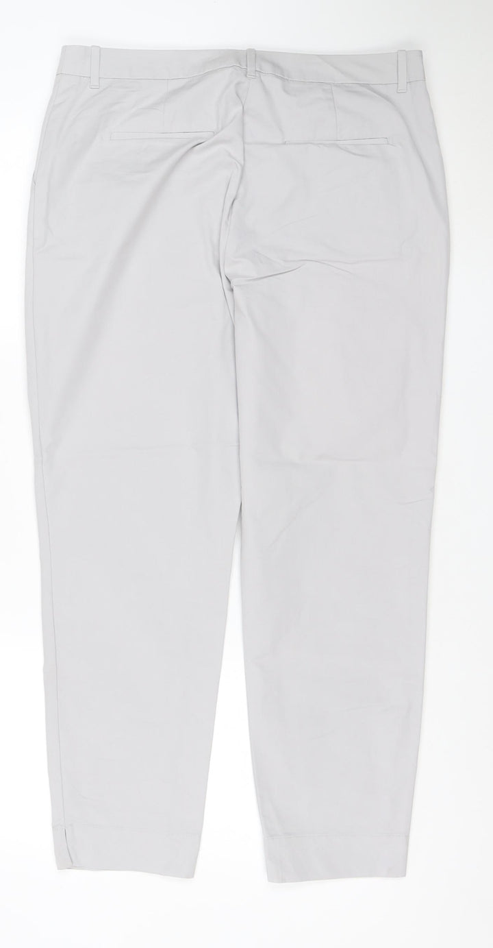 Marks and Spencer Women Grey Chino Trousers Size 14 Cotton Blend