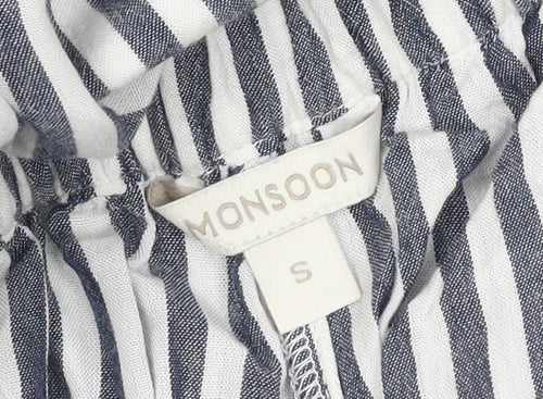 Monsoon Women’s Blue Striped Wide-Leg Culottes Size S Viscose