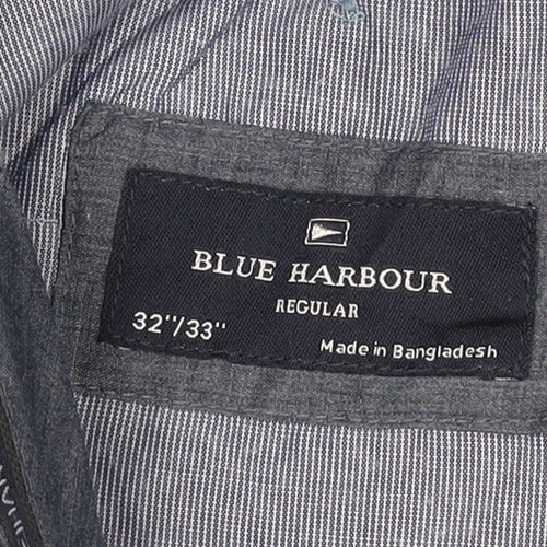 Marks and Spencer Blue Harbour Men's Blue Regular Fit Chino Trousers 32x33