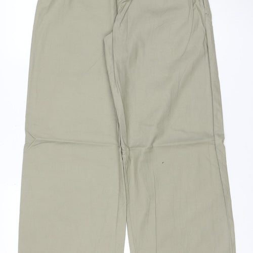 Pull & Bear Men's Beige Wide-Leg Viscose Cotton Trousers Size S