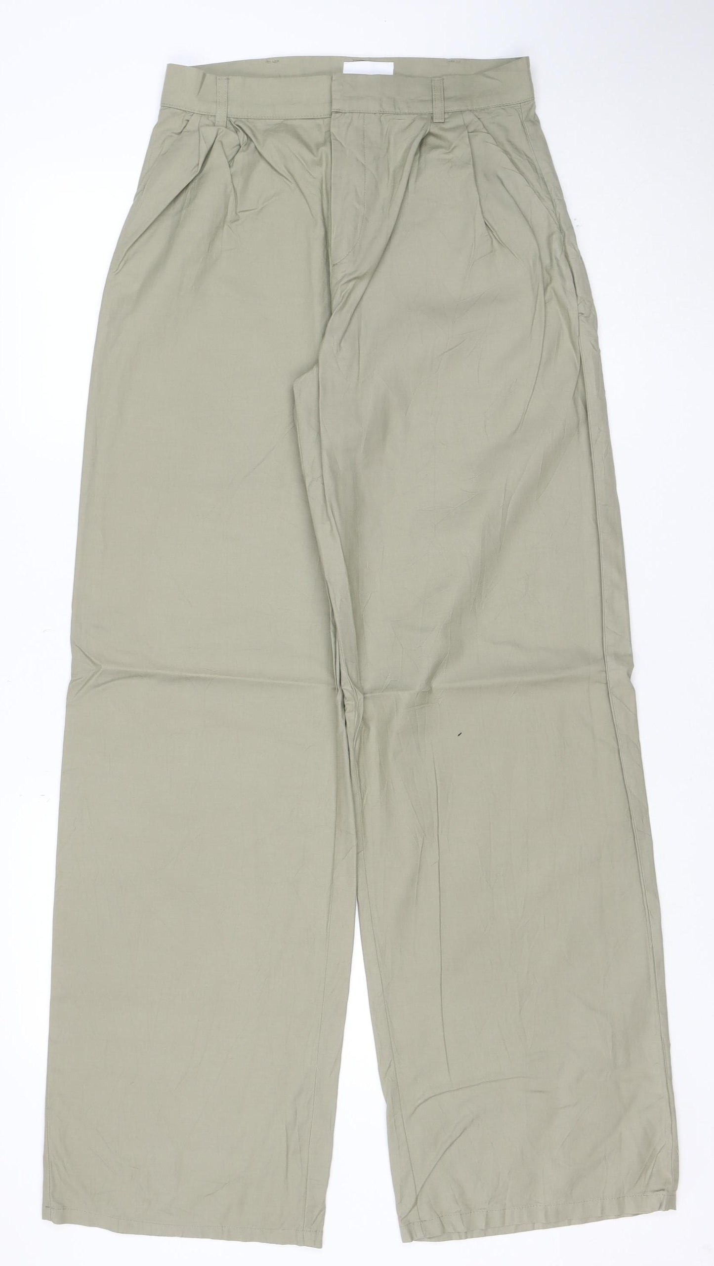 Pull & Bear Men's Beige Wide-Leg Viscose Cotton Trousers Size S