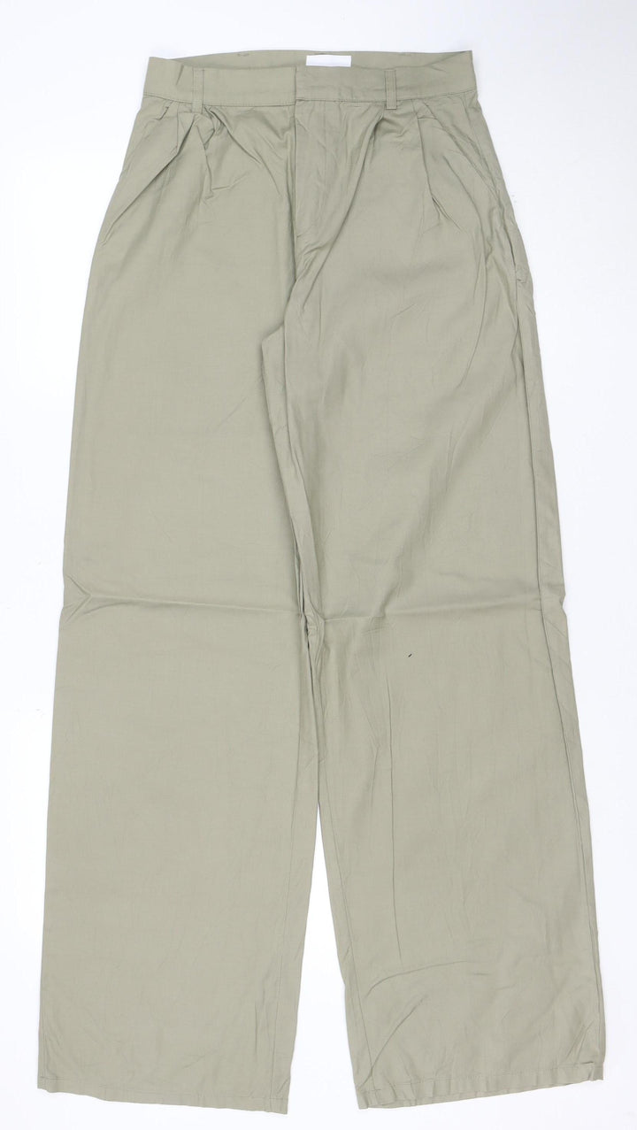 Pull & Bear Men's Beige Wide-Leg Viscose Cotton Trousers Size S