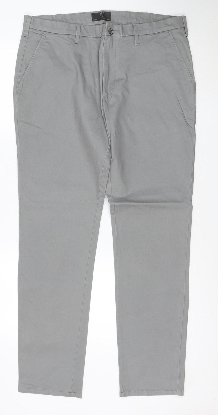 Marks and Spencer Men’s Grey Slim Fit Chino Trousers 38x33