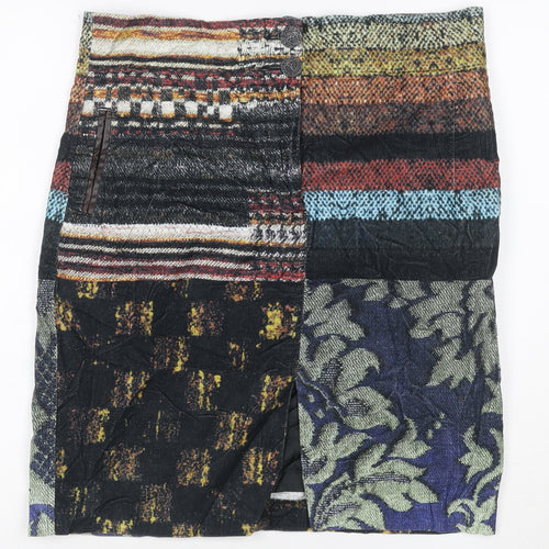 Desigual Women’s Multicoloured Cotton Knee Length Pencil Skirt Size 14