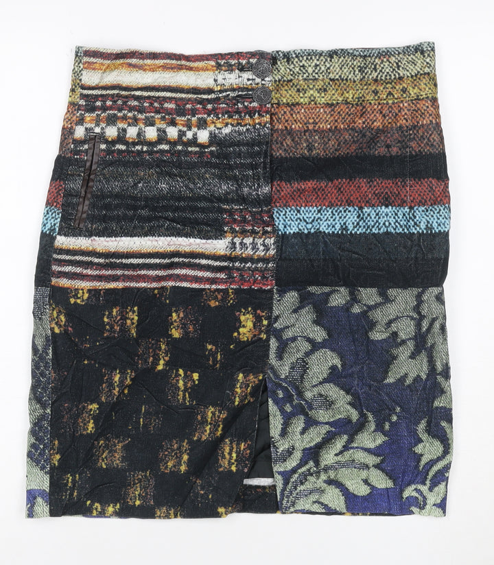 Desigual Women’s Multicoloured Cotton Knee Length Pencil Skirt Size 14