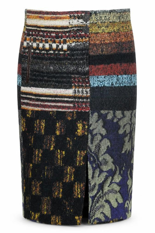 Desigual Women’s Multicoloured Cotton Knee Length Pencil Skirt Size 14