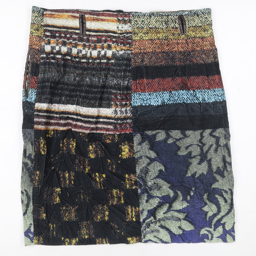 Desigual Women’s Multicoloured Cotton Knee Length Pencil Skirt Size 14