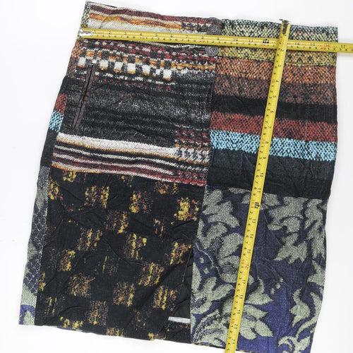 Desigual Women’s Multicoloured Cotton Knee Length Pencil Skirt Size 14