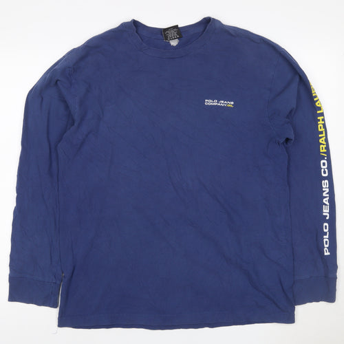 Ralph Lauren Men’s Blue Long Sleeve Logo Cotton T-Shirt M
