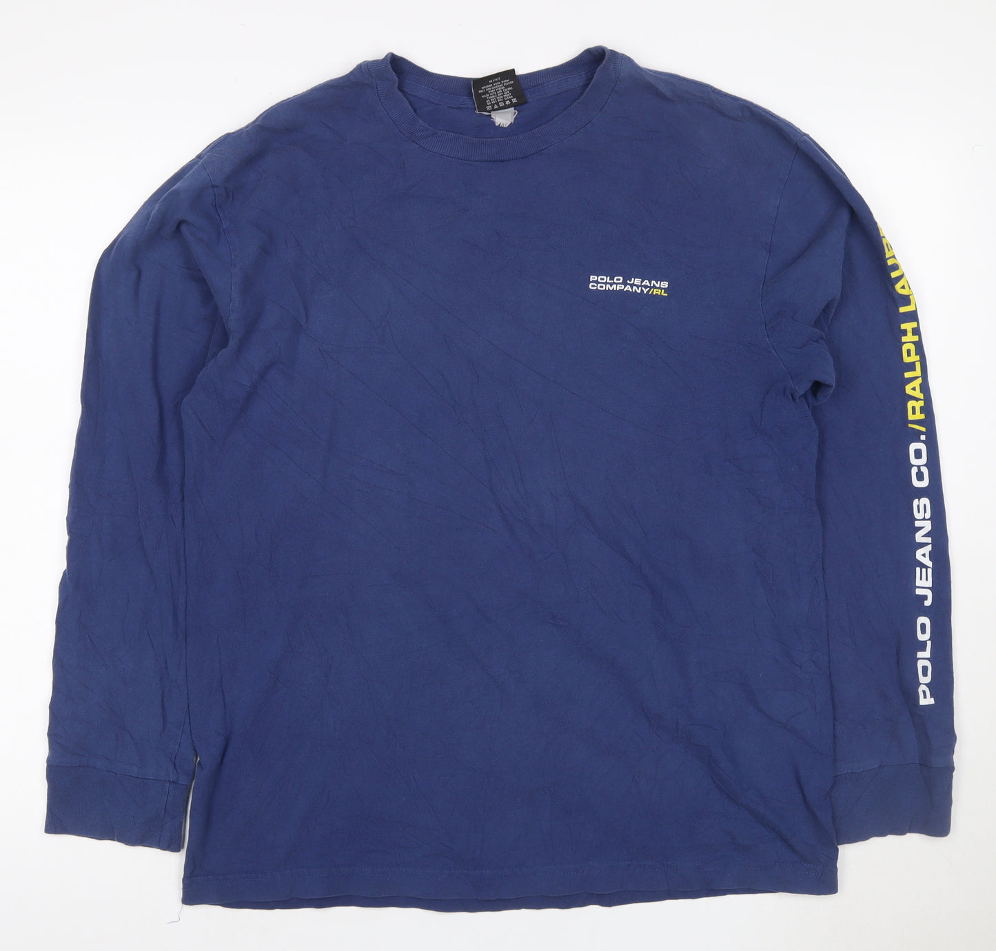 Ralph Lauren Men’s Blue Long Sleeve Logo Cotton T-Shirt M