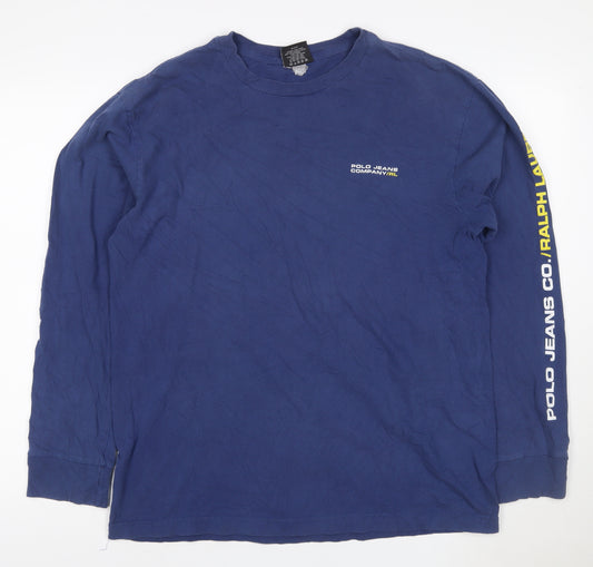 Ralph Lauren Men’s Blue Long Sleeve Logo Cotton T-Shirt M
