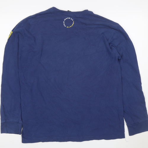 Ralph Lauren Men’s Blue Long Sleeve Logo Cotton T-Shirt M