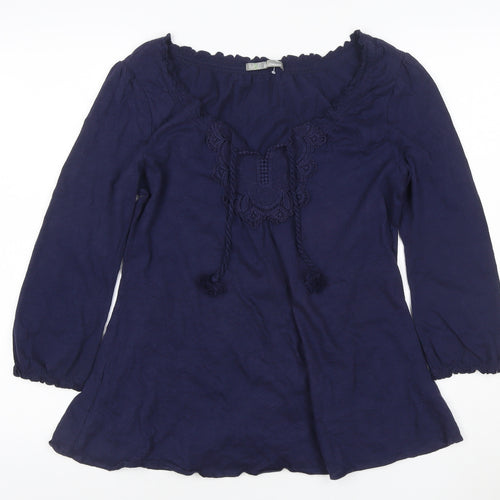 Marks and Spencer Women's Navy 100% Cotton Bohemian Tunic Top UK 12