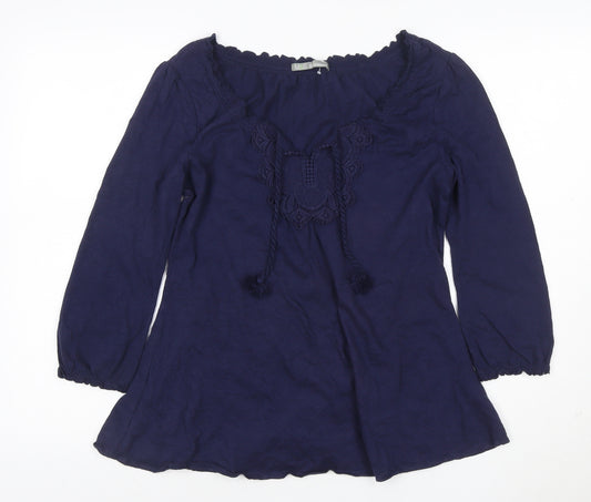 Marks and Spencer Women's Navy 100% Cotton Bohemian Tunic Top UK 12