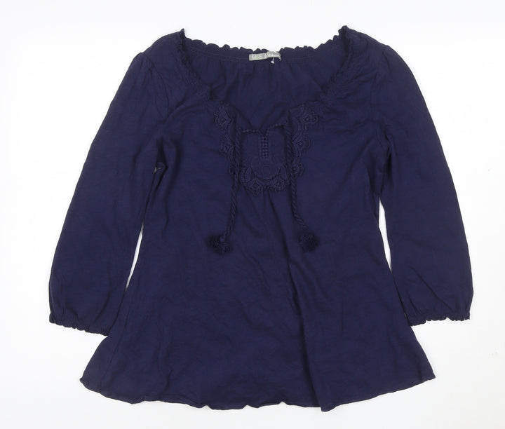 Marks and Spencer Women's Navy 100% Cotton Bohemian Tunic Top UK 12