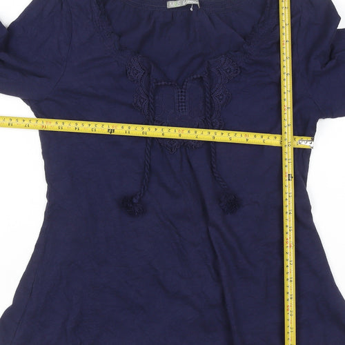 Marks and Spencer Women's Navy 100% Cotton Bohemian Tunic Top UK 12
