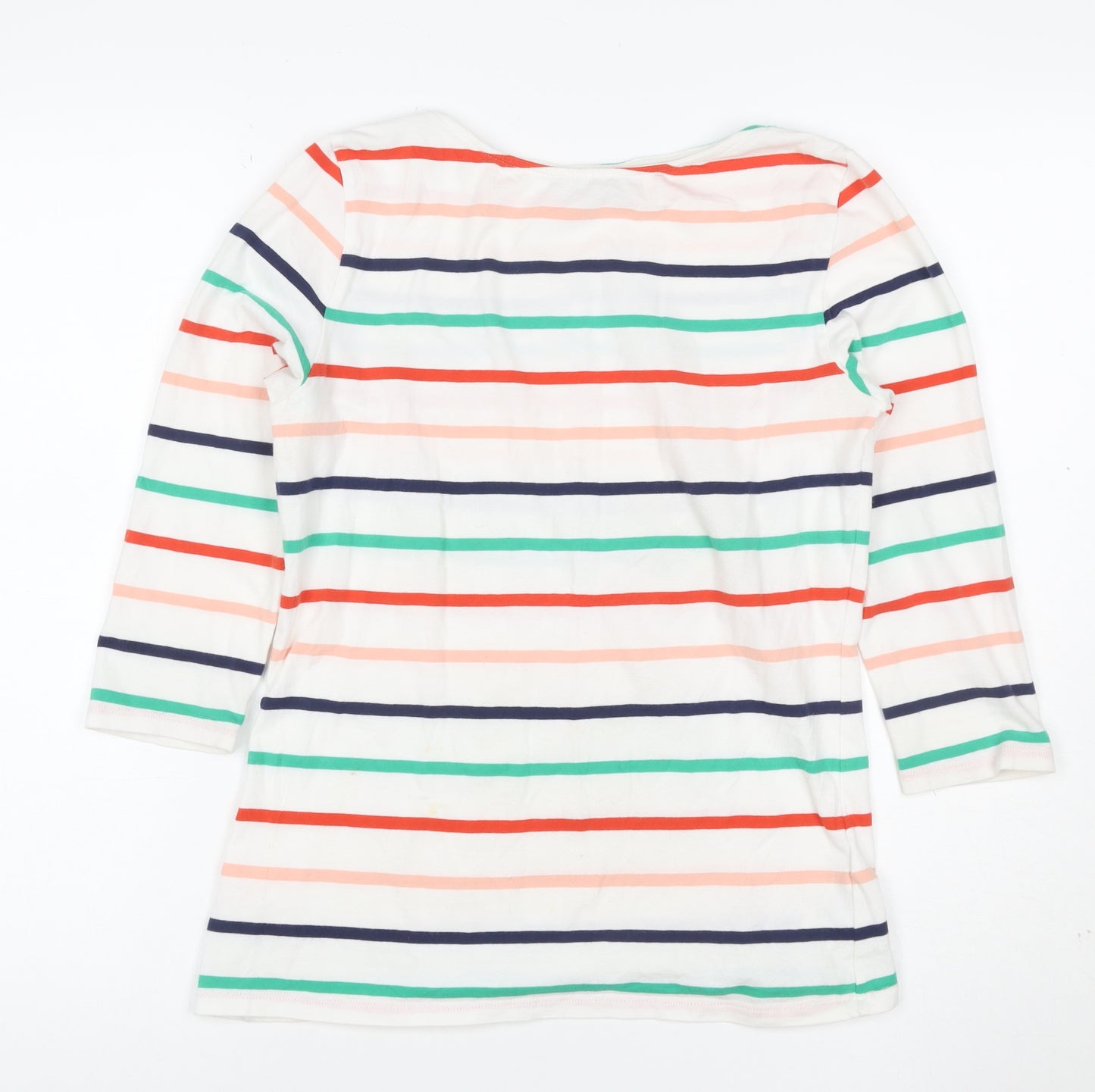 Marks and Spencer Women’s Multicoloured Striped 3/4 Sleeve Cotton T-Shirt Size 12