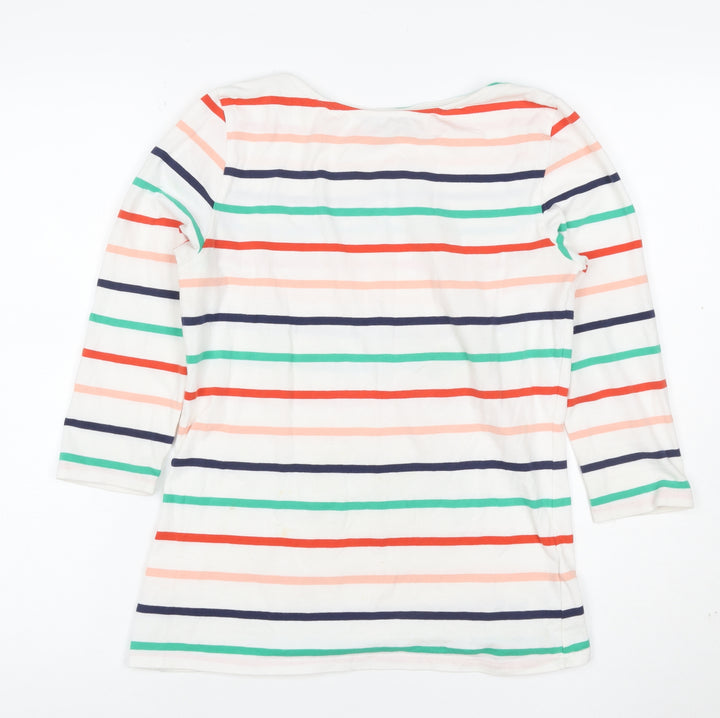 Marks and Spencer Women’s Multicoloured Striped 3/4 Sleeve Cotton T-Shirt Size 12