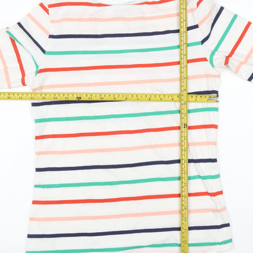 Marks and Spencer Women’s Multicoloured Striped 3/4 Sleeve Cotton T-Shirt Size 12