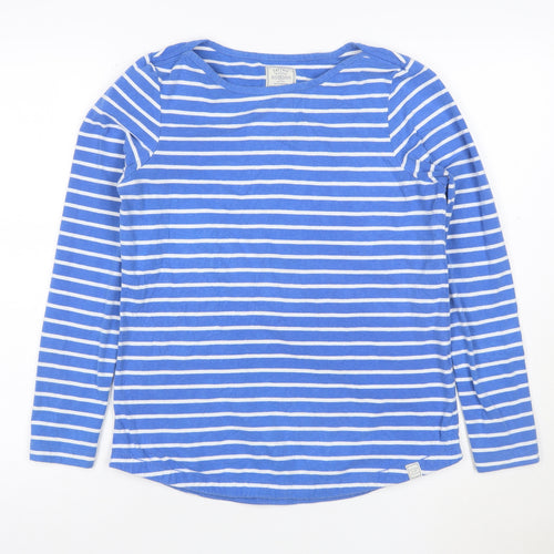 Fat Face Women Blue Striped Long Sleeve Cotton Top Size 10